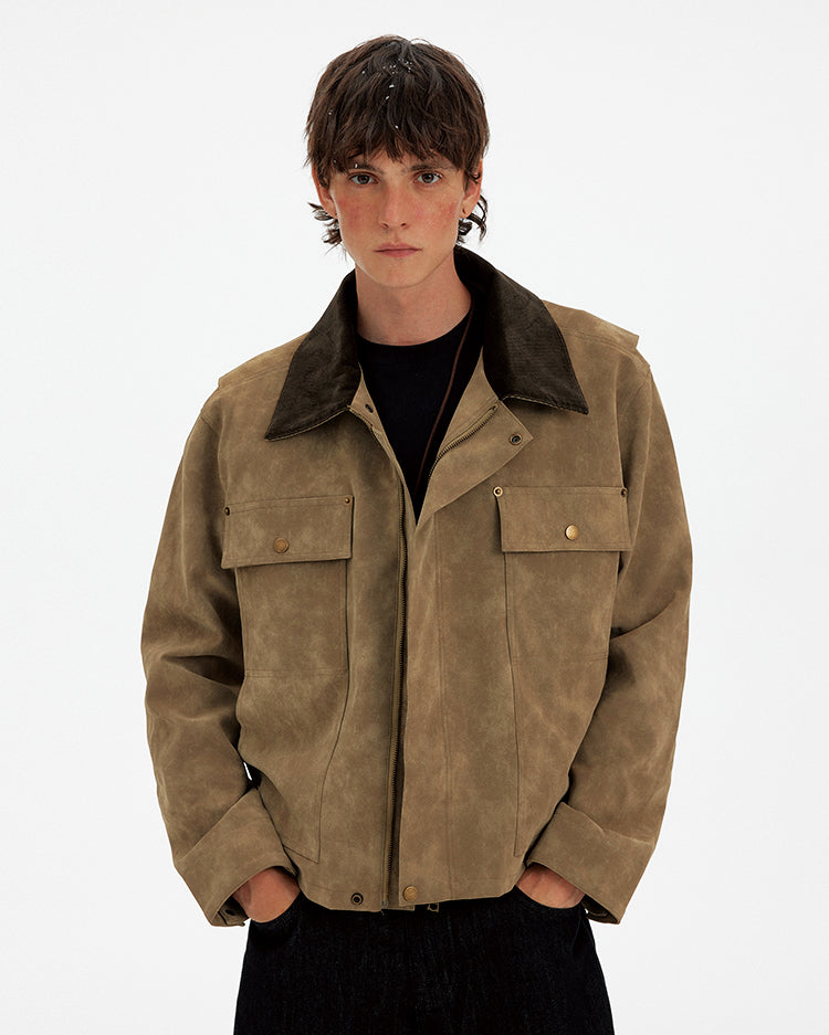 Unisex Corduroy Collar Jacket