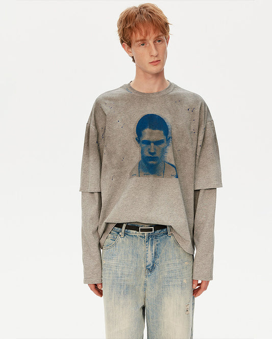 레트로 스타일 빈티지 프린트 투피스 티셔츠