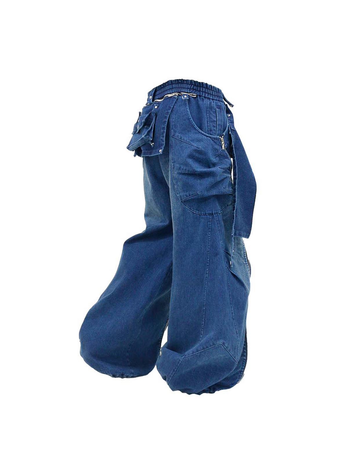 Versatile Denim Pants with a Removable Strap