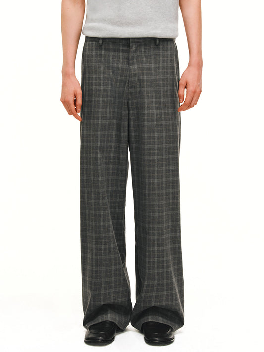 Checkered Straight-Leg Casual Pants