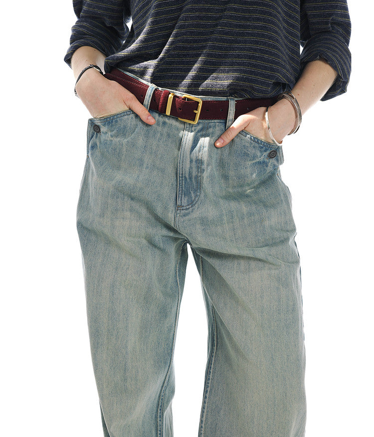 Whisker-Washed Denim Pants