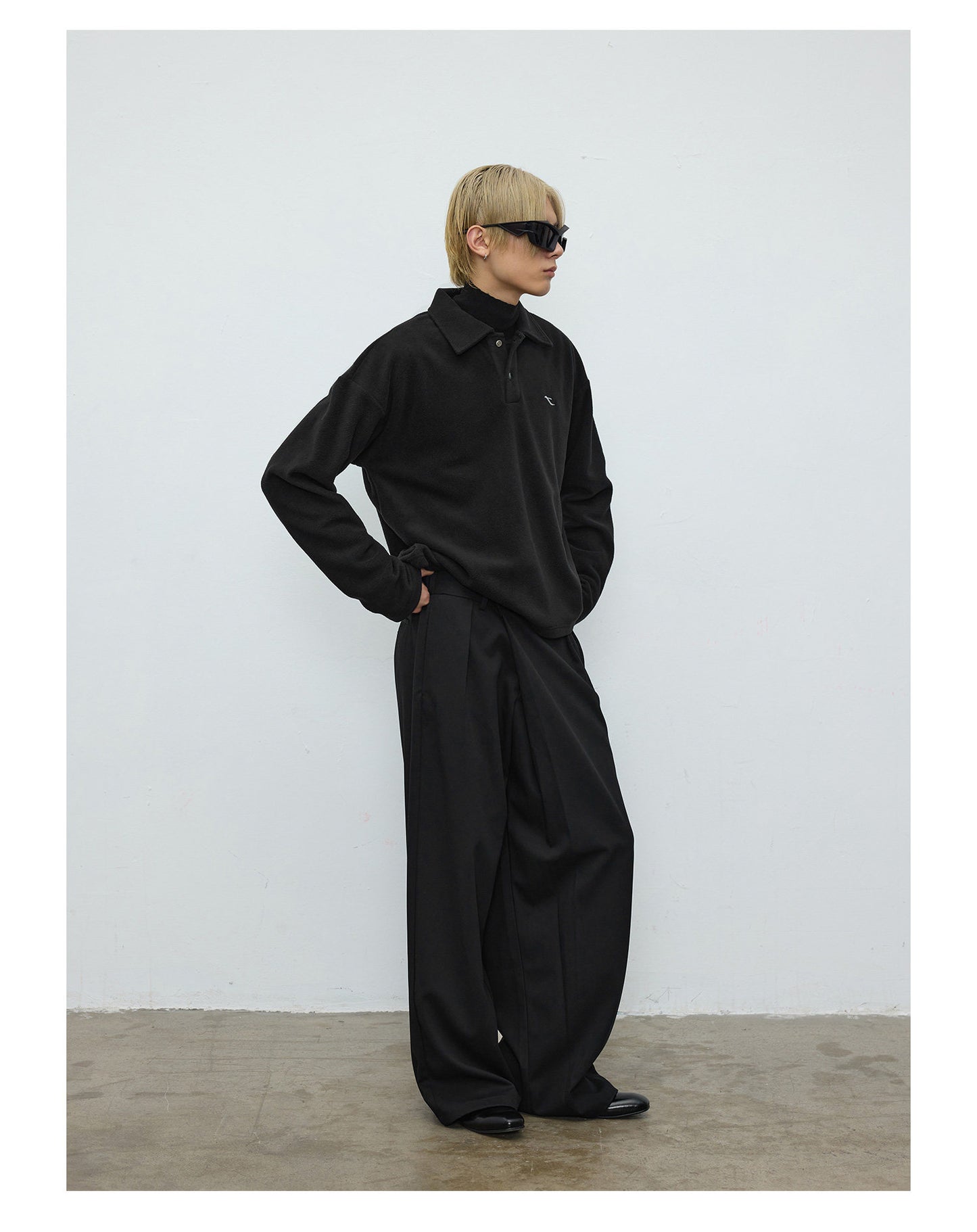 Double-sided fleece collar polo shirt