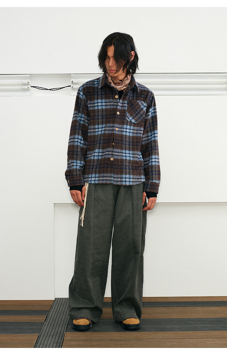 Checked wool-blend shirt