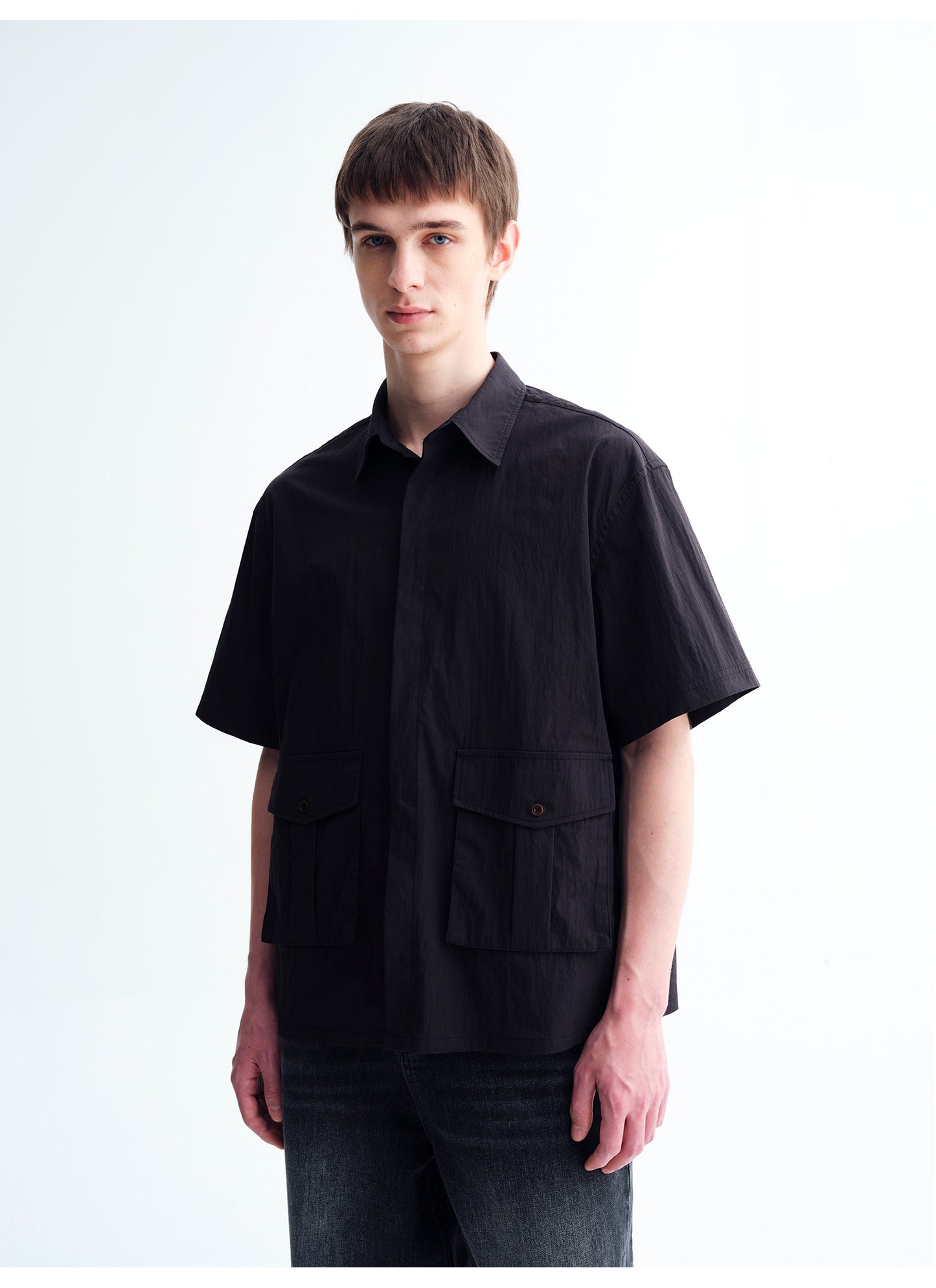 Oversized Patch-Pocket Workwear Shirt