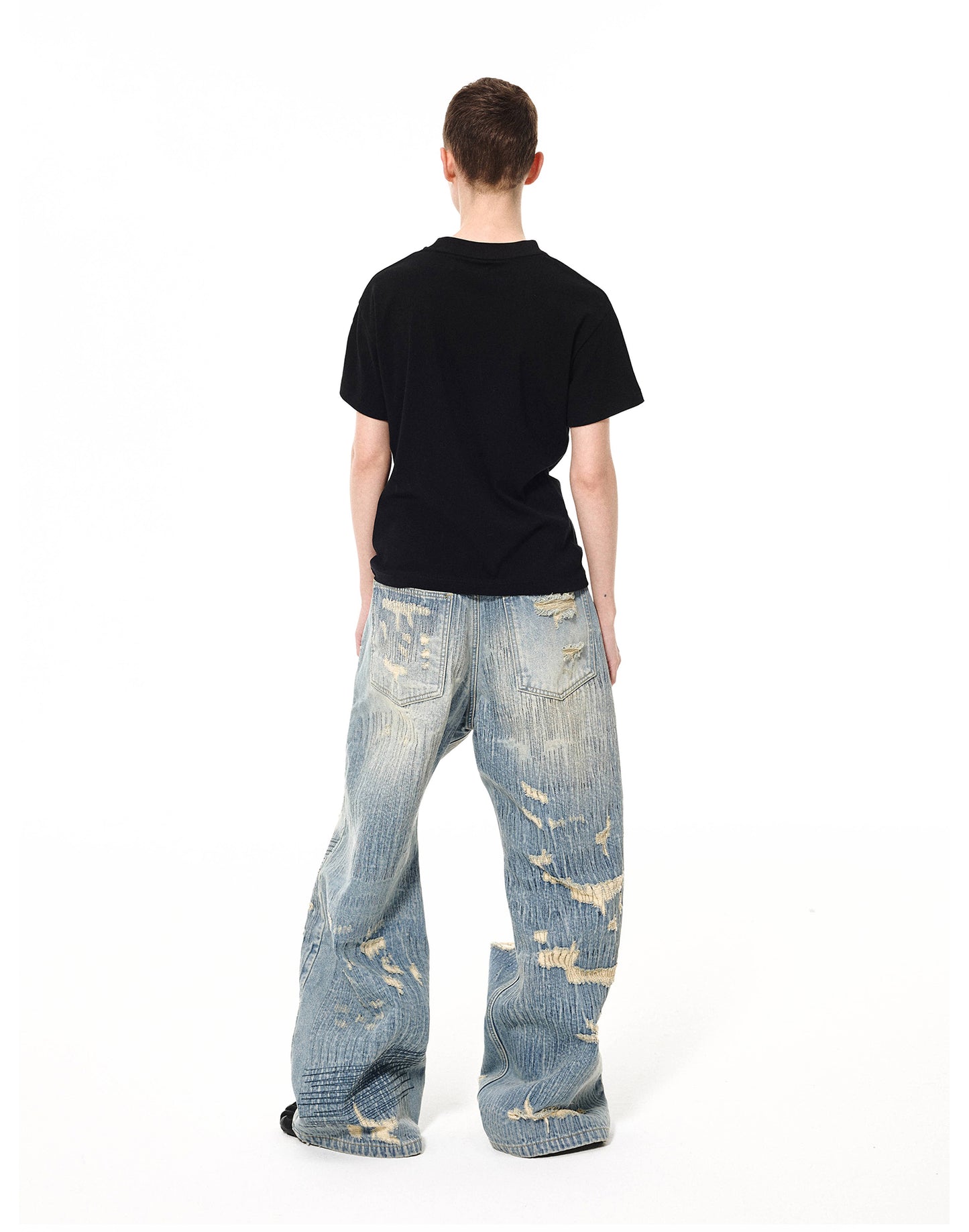 Unisex wide leg wash jeans 