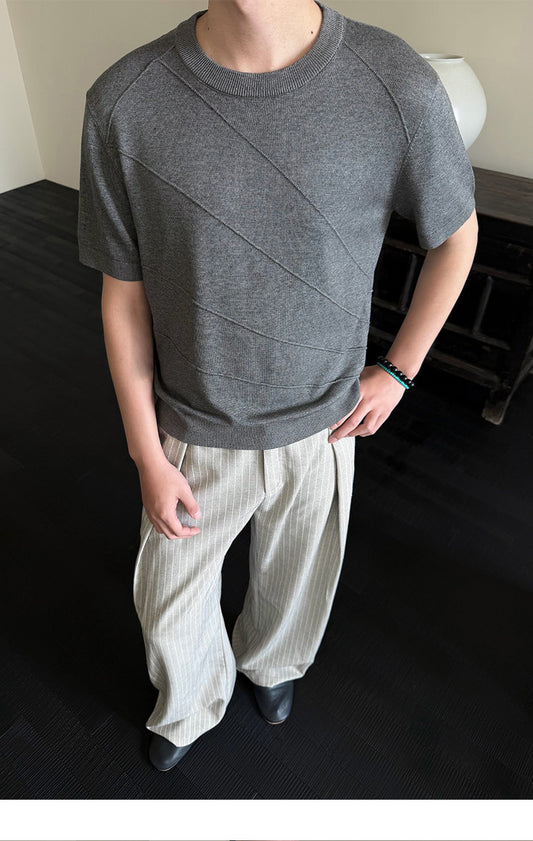 3D Jacquard Knitted Crew Neck Shirt