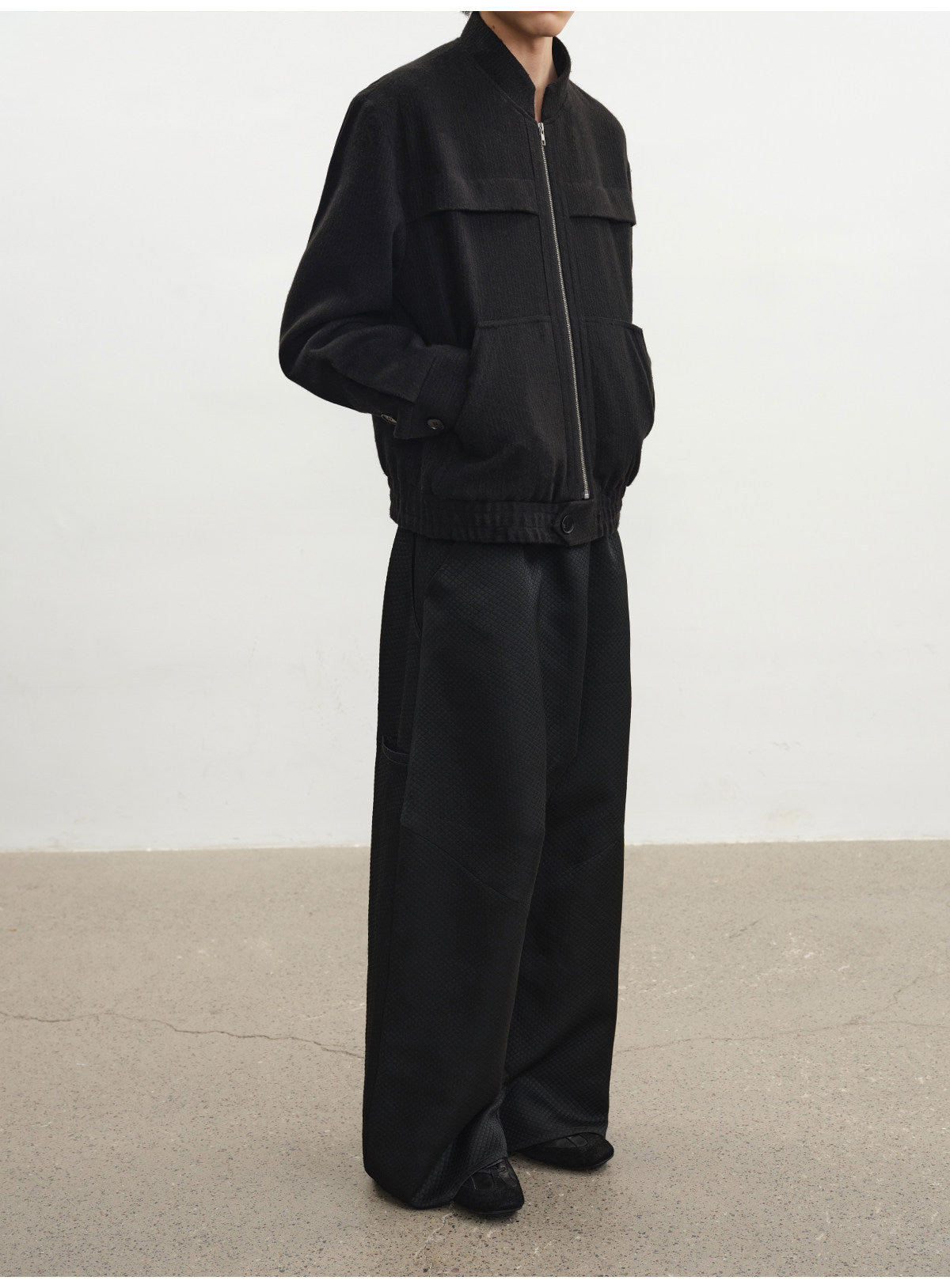 Stand Collar Wool Jacket