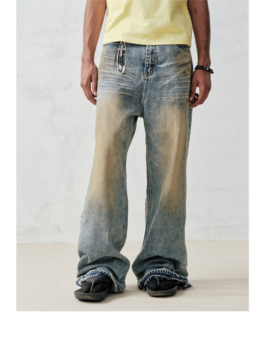 Loose-fit straight-leg washed jeans