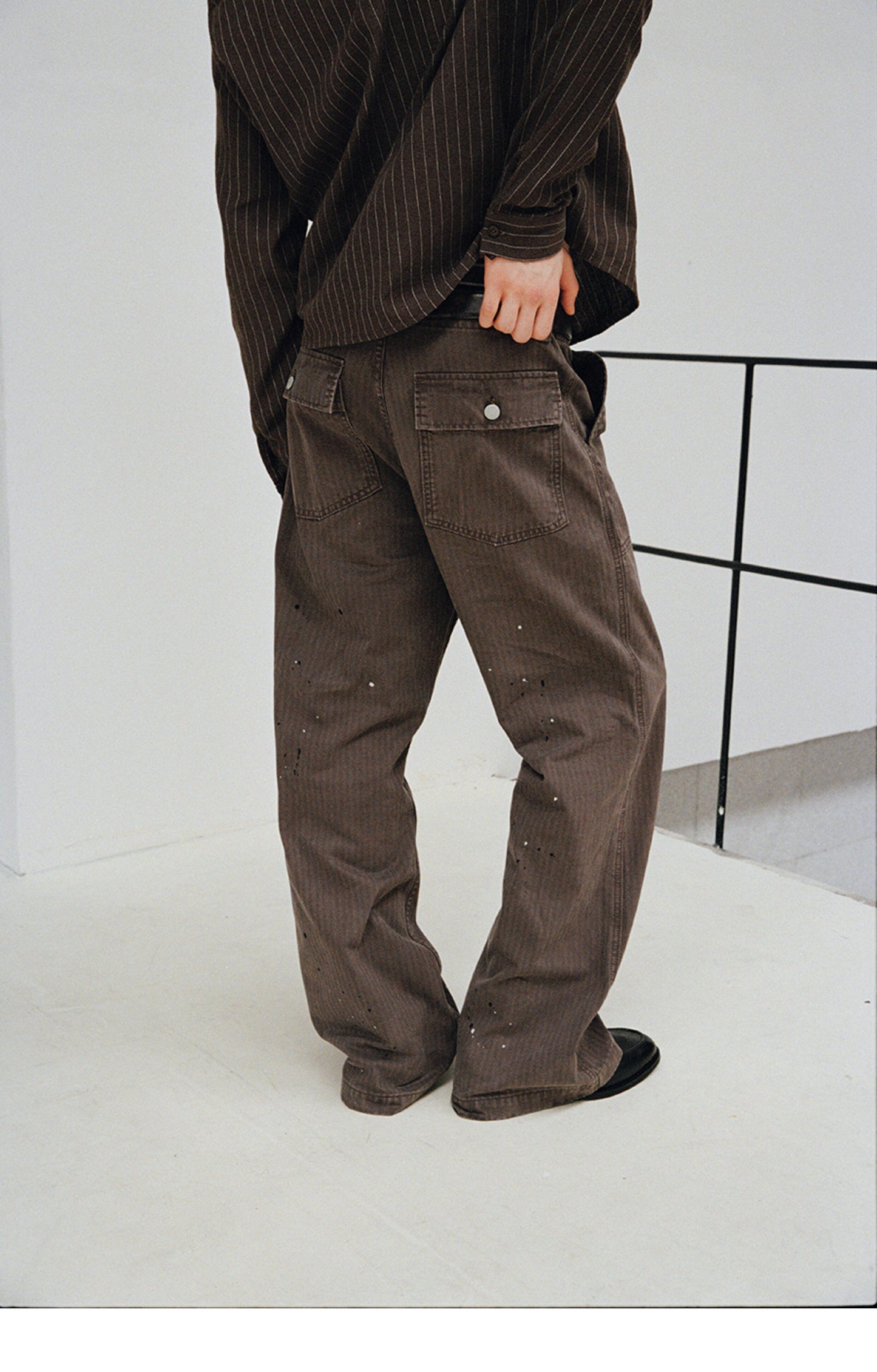 Vintage Herringbone Casual Pants