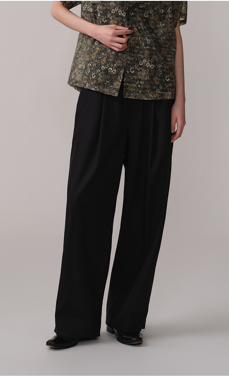 Straight-Leg Casual Pants with Elastic Waistband