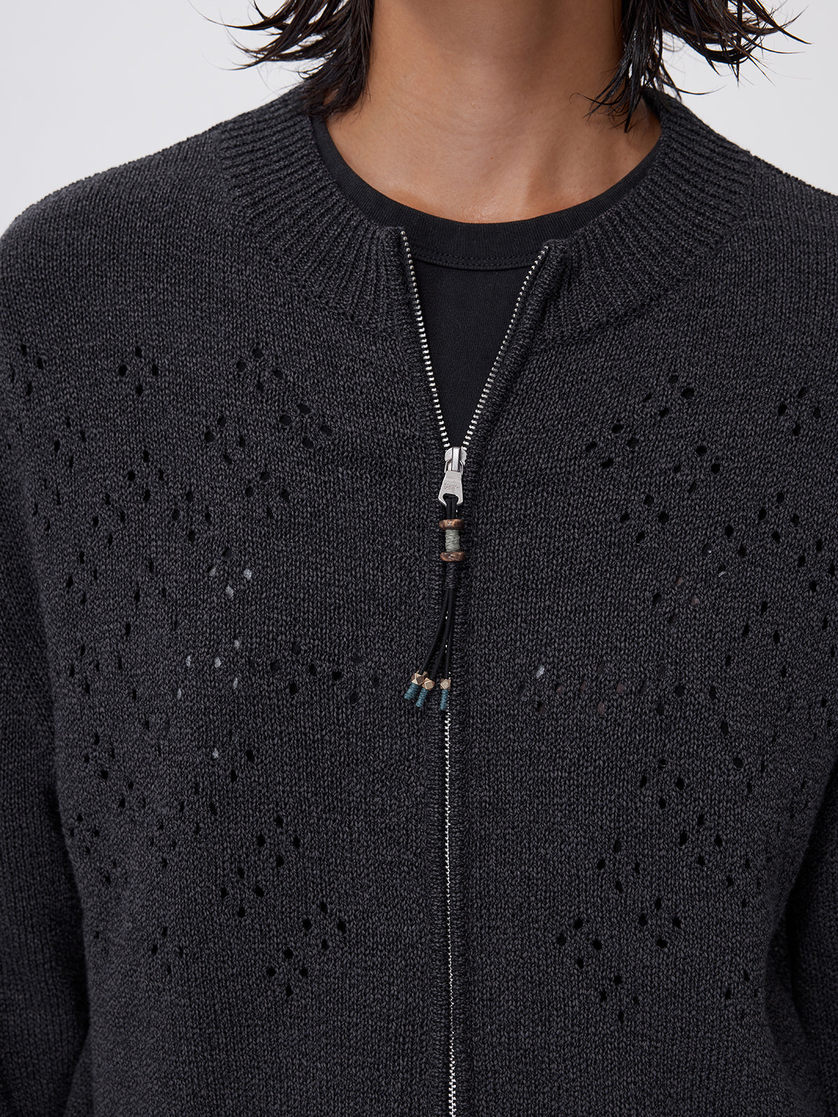 Beaded Zipper Cardigan