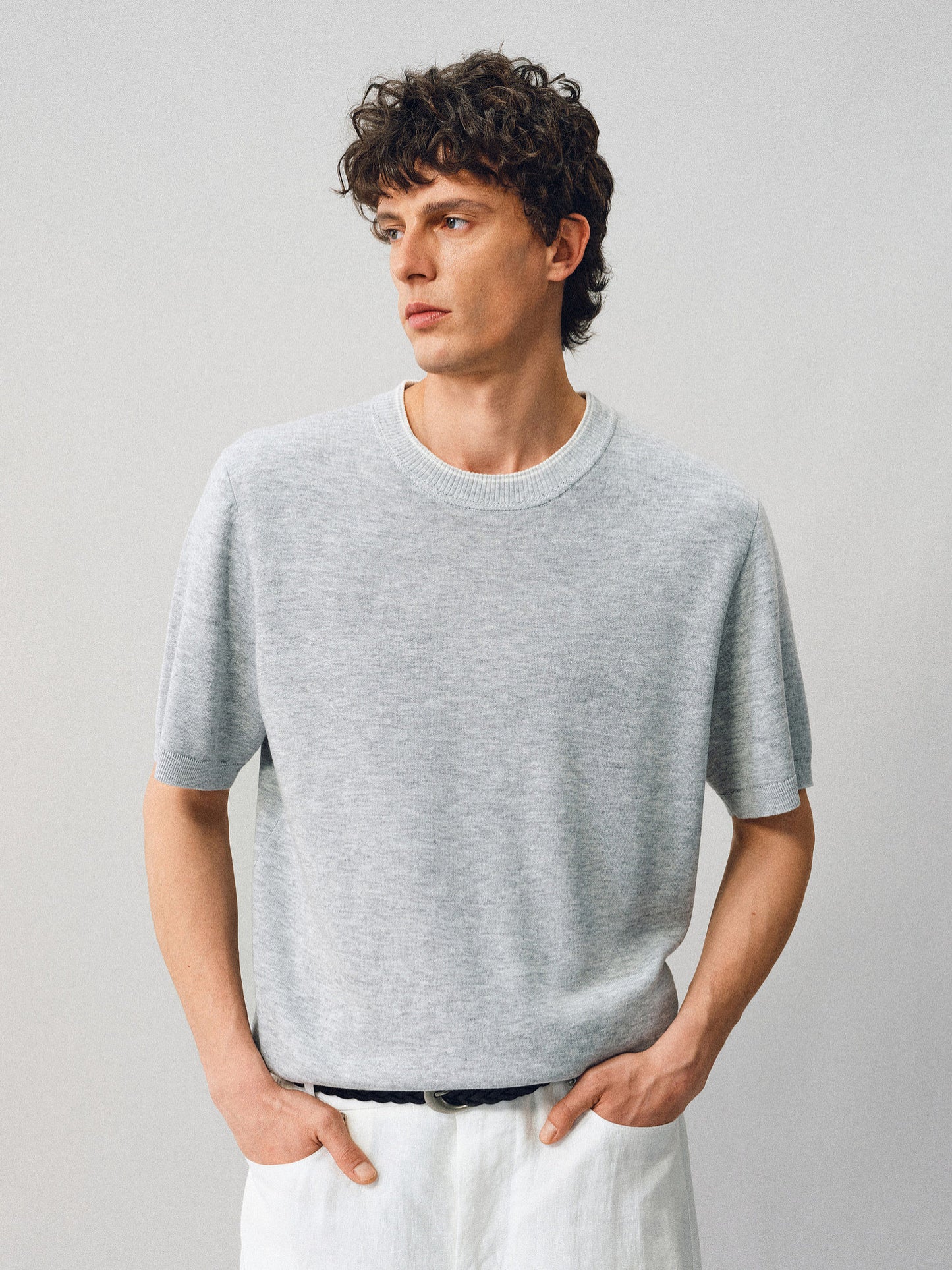 Knit shirt with contrasting trim