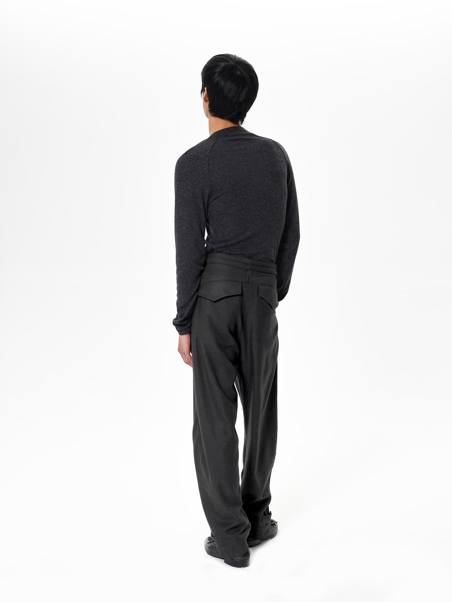 Linen-textured Casual Pants