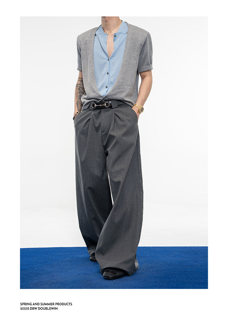 Contrast Fake Two-Piece Knit Shirt