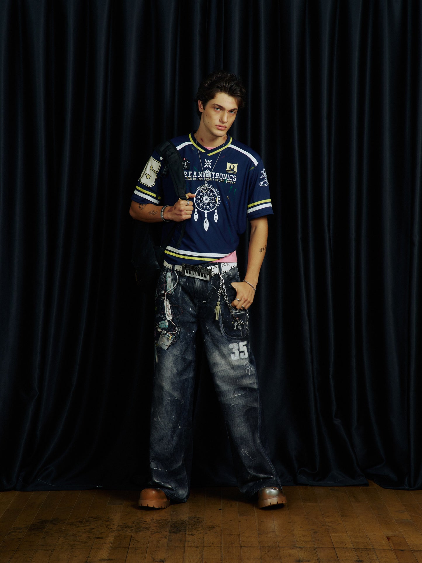 Electronic Print Embroidered T-Shirt