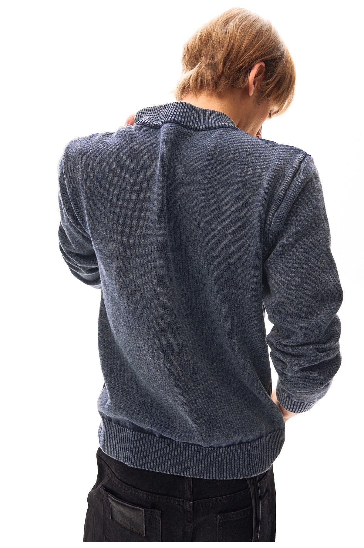 Cable Texture Jacquard High-Neck Sweater
