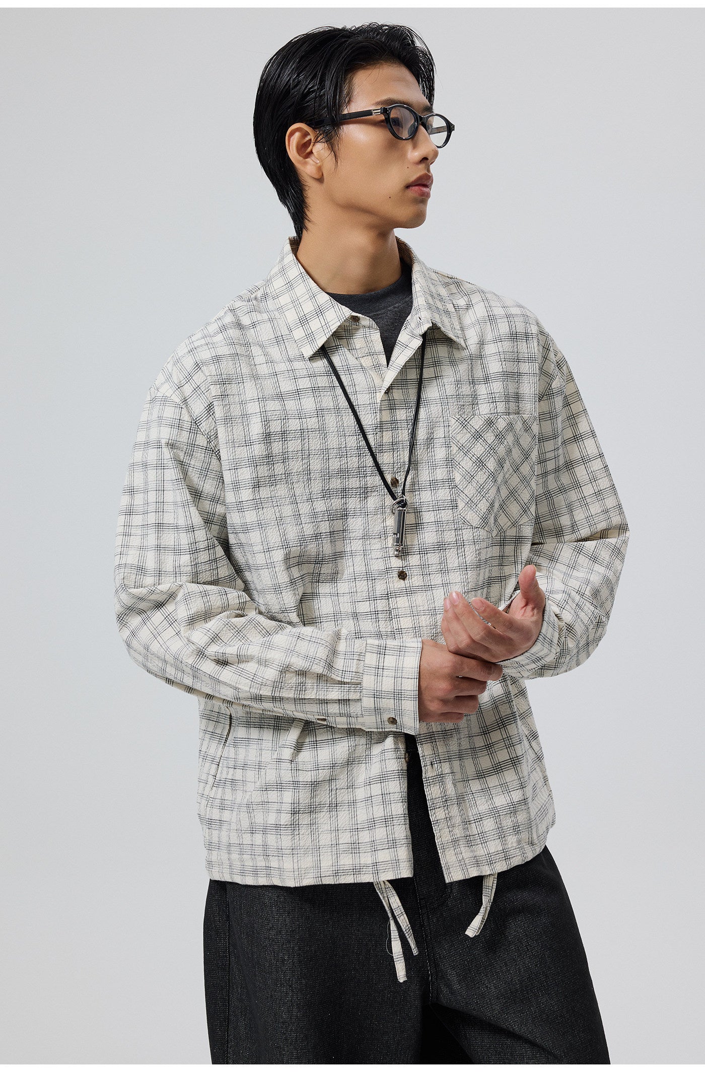 Cotton Textured Bubble Check Shirt
