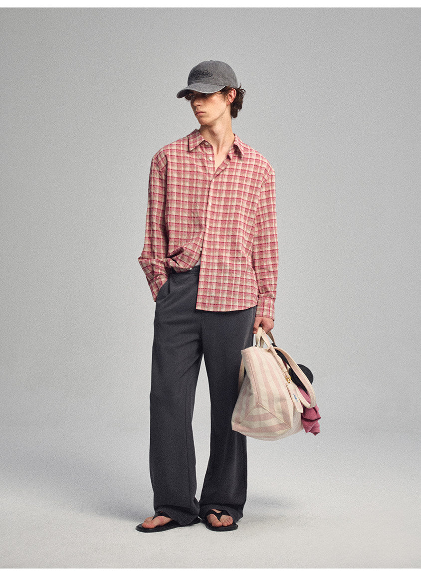 Square-Collar Silhouette Casual Shirt