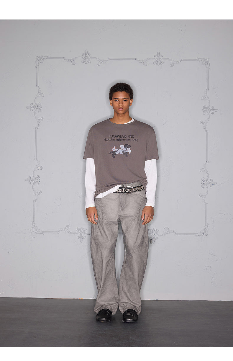 Short Wide Print T-Shirt