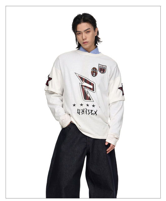 Quick-drying faux two-piece T-shirt