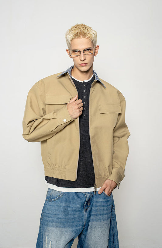 Retro Check Pattern Lapel Jacket