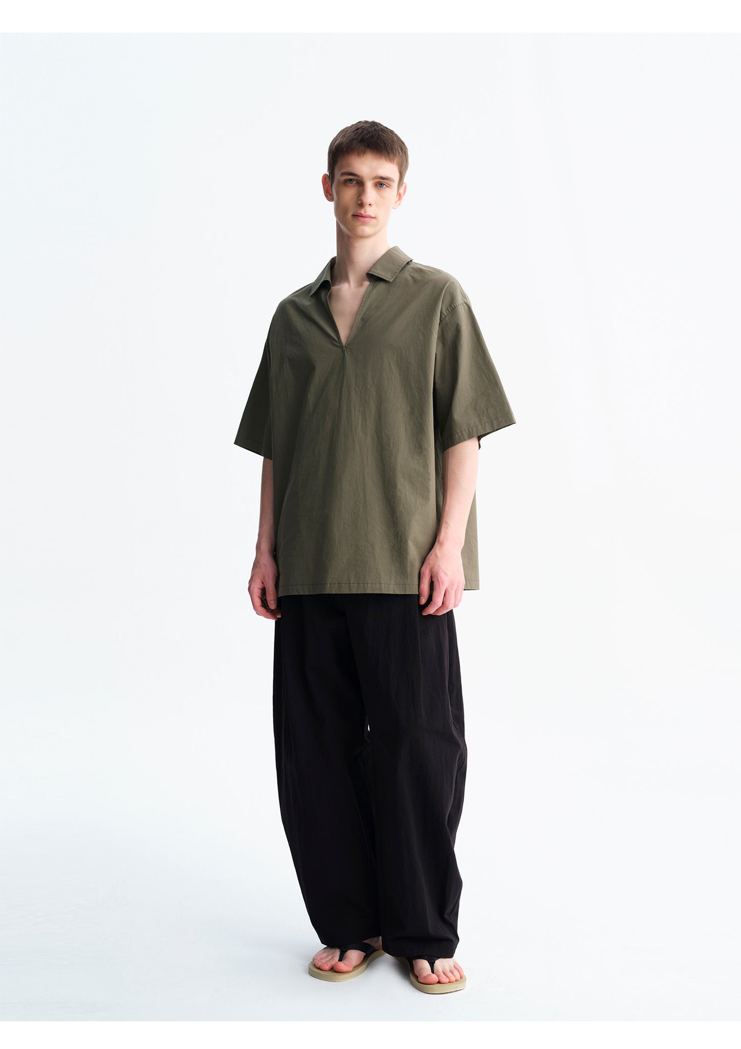 Loose-Fit V-Neck Pullover Shirt