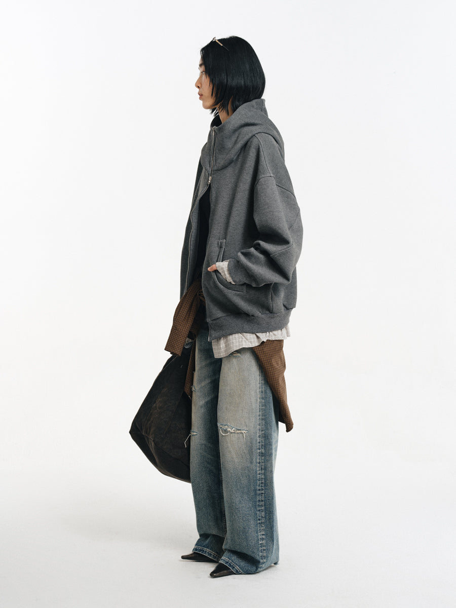 Hand Stitched Ripped Slim Straight Jeans