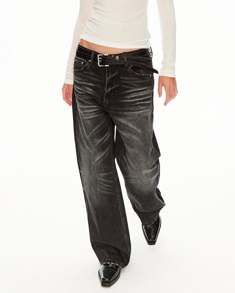 Vintage-style Washed Fade Jeans