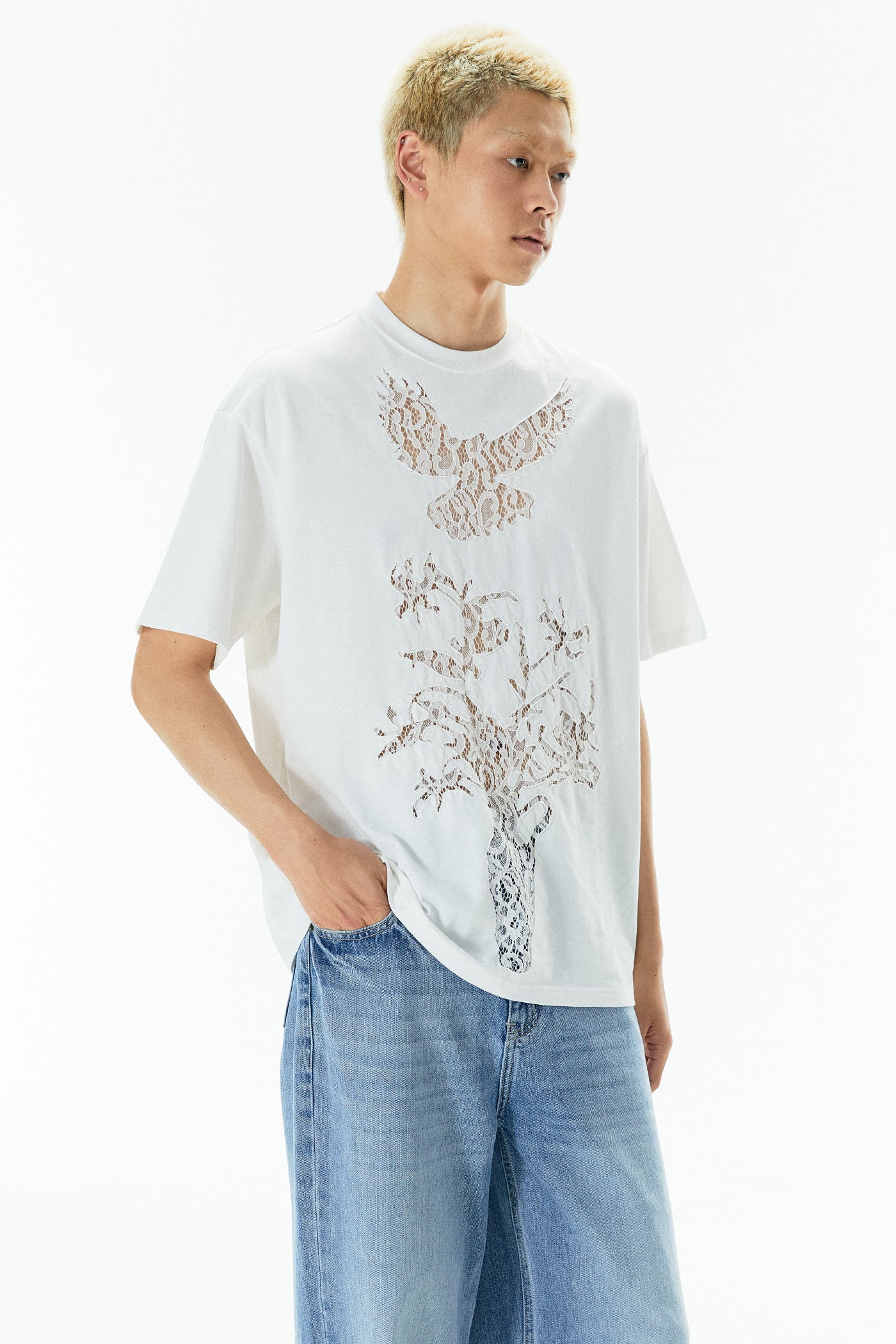 Casual Lace Short Sleeve T-Shirt