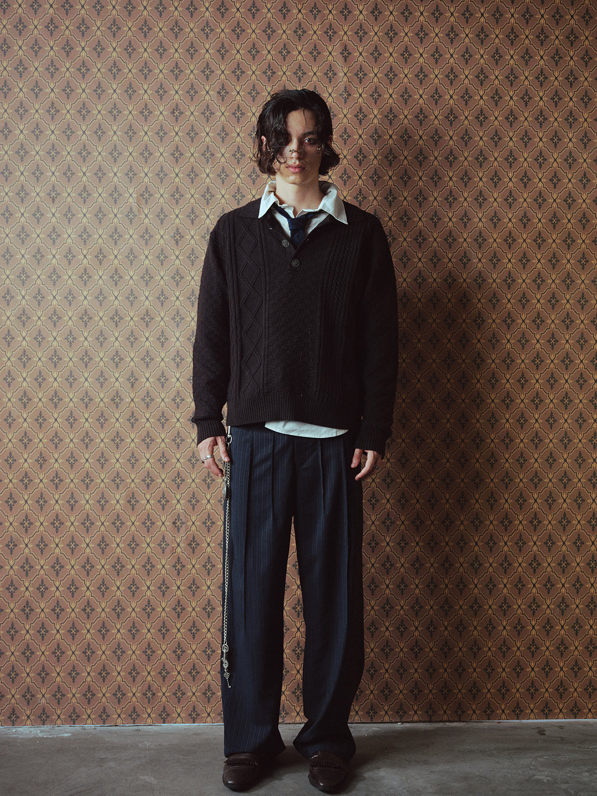 Wool Stripe Casual Pants