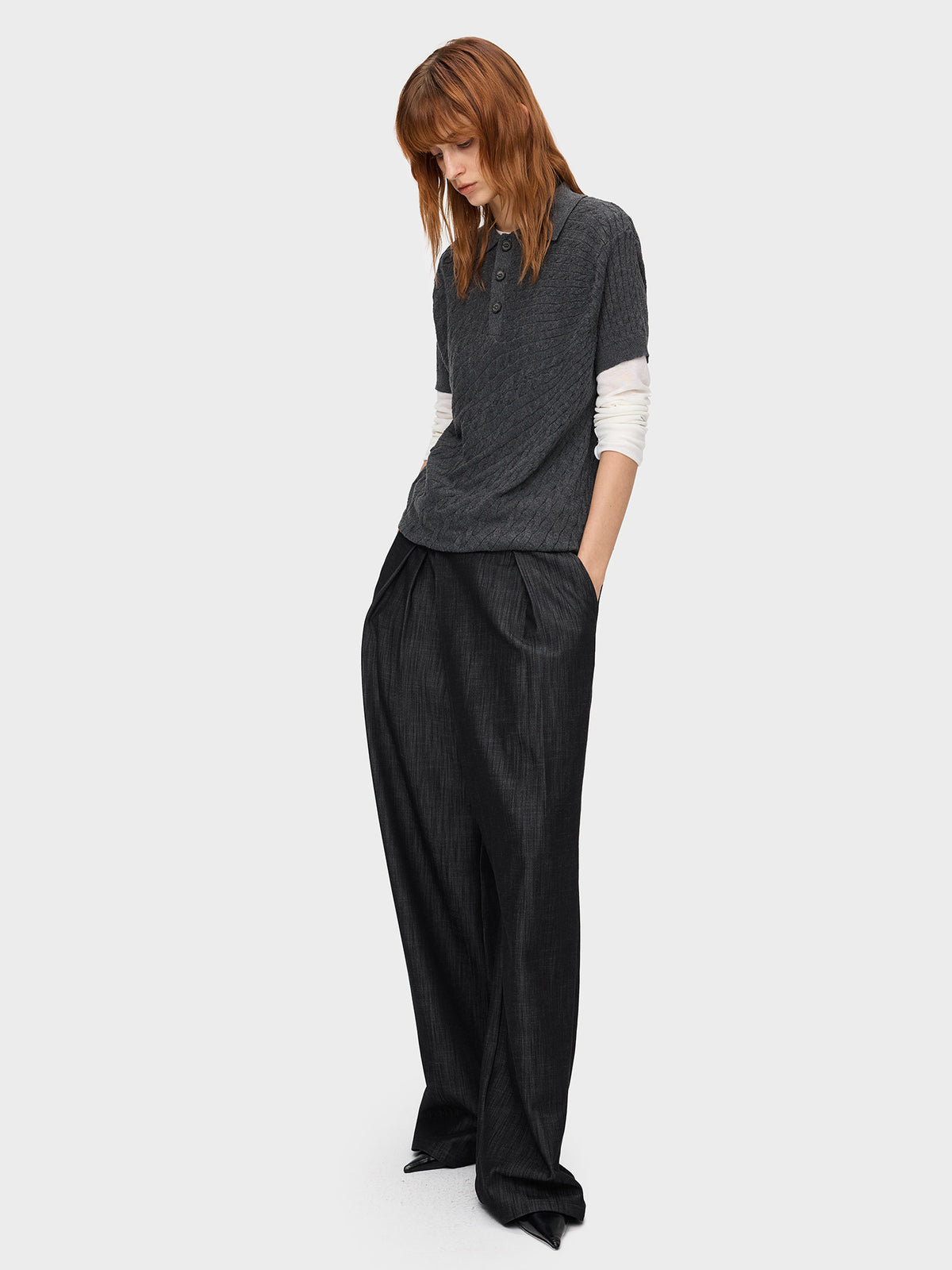 Faux Denim Straight-Leg Pants