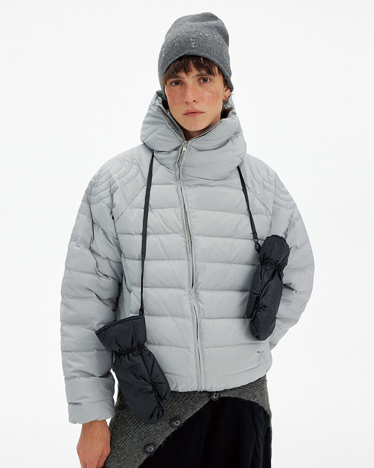 Unisex Diagonal Zipper Down Jacket