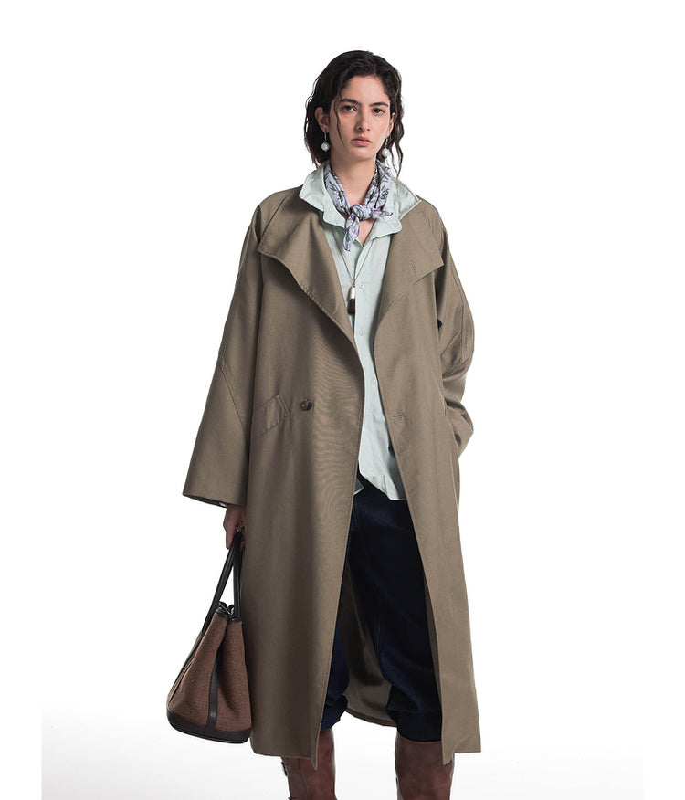 Stand-up collar long coat