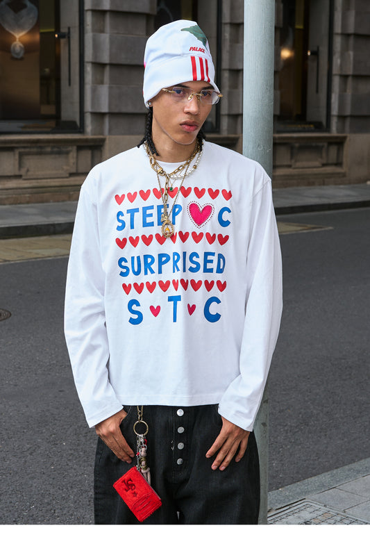 Hand-stitched detail printed T-shirt