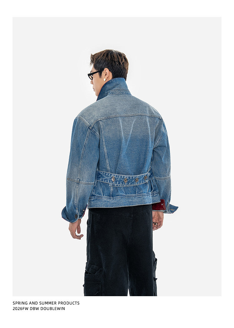 Oil-Waxed Leather Denim Jacket
