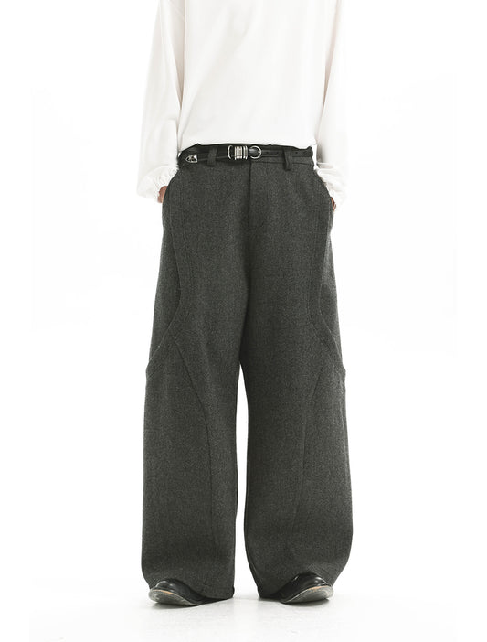 Checked Wool Wide Leg Pants