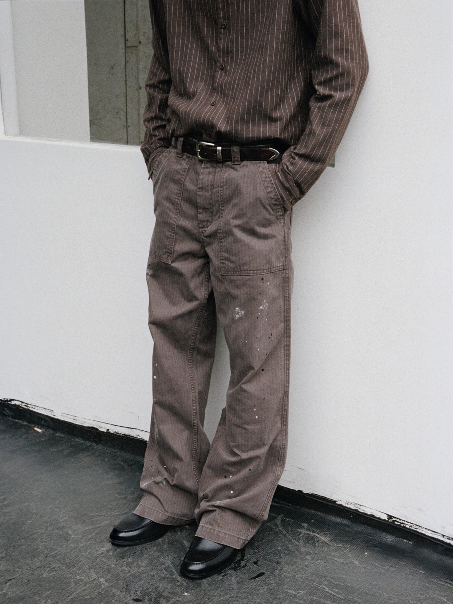 Vintage Herringbone Casual Pants