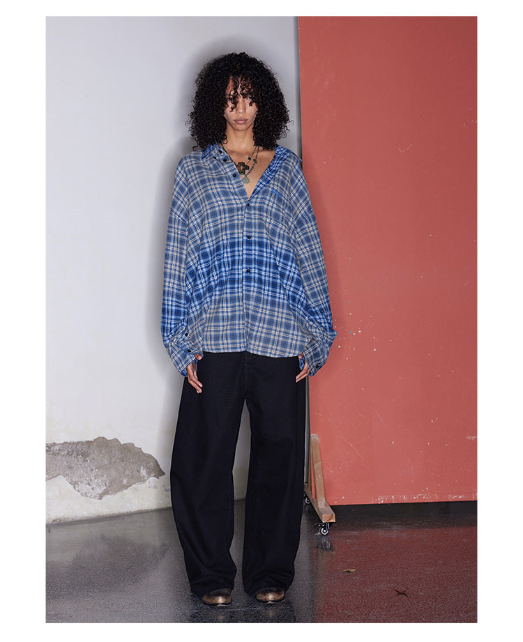 Washed Checked Oversized Shirt