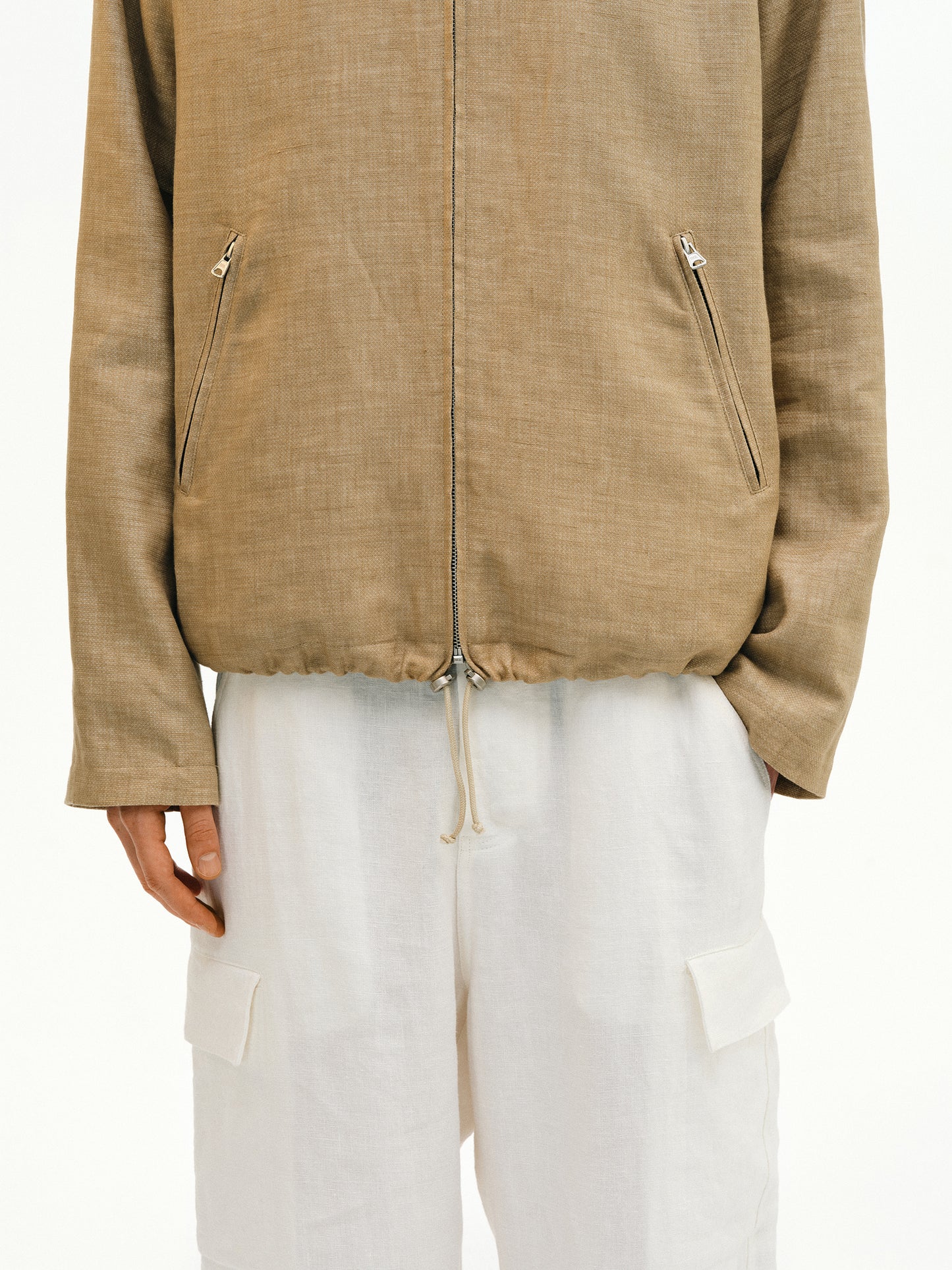 Linen-blend hooded jacket