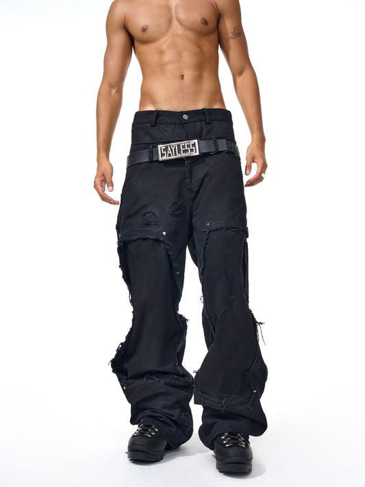 Distressed Knee Fringe Jeans