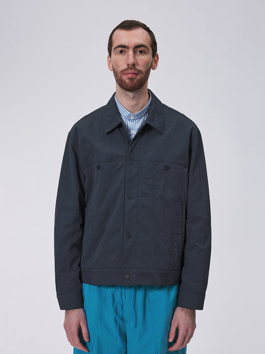 Short Wide Wrinkled Nylon Jacket