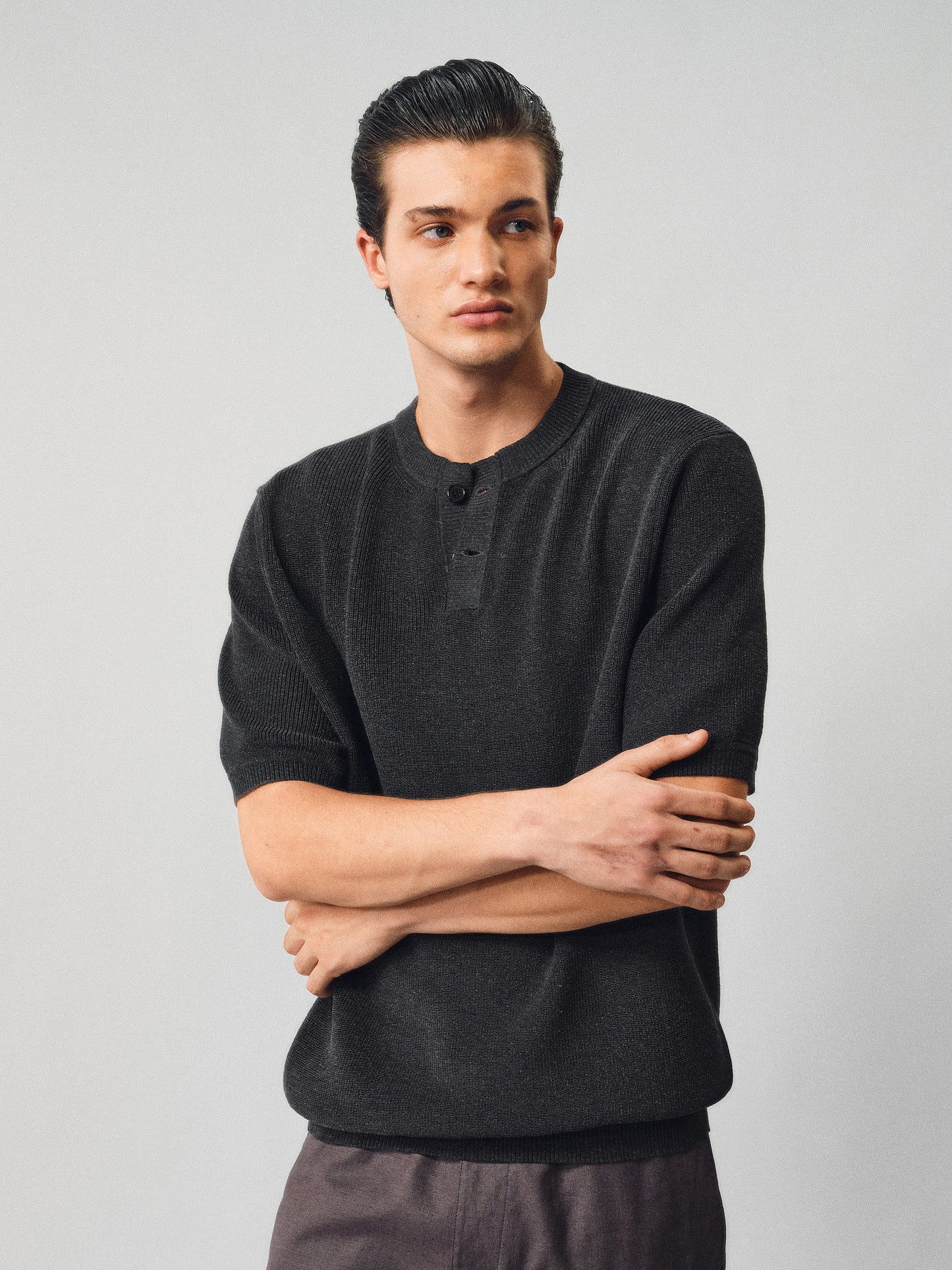 Henley Neck Linen Knit
