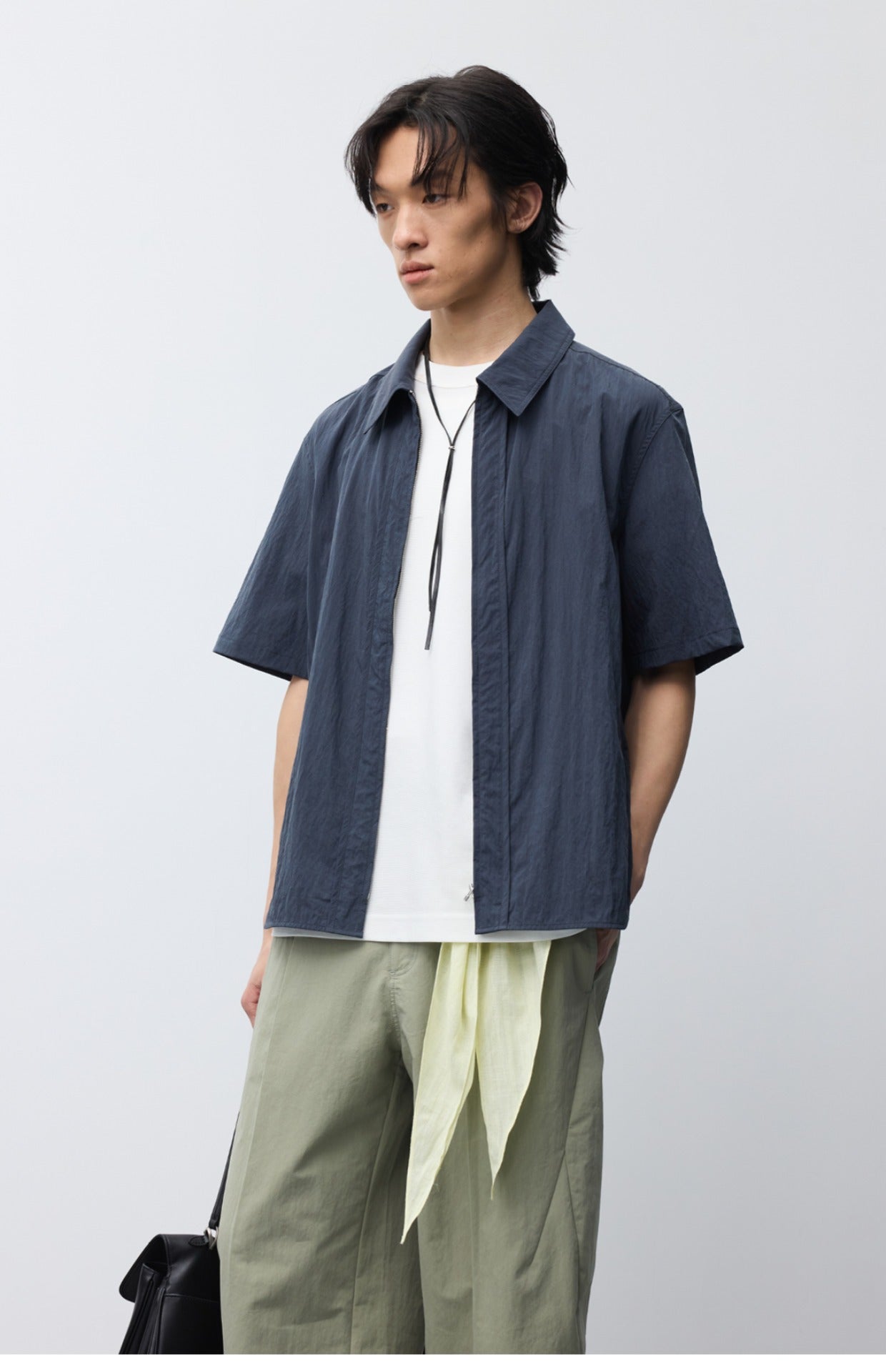 Nylon Curved Stitch Zipper Shirt