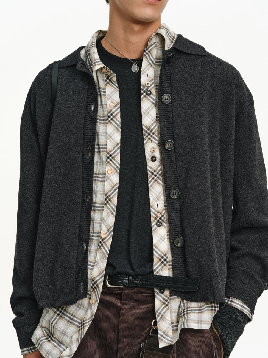 버튼 다운 카디건