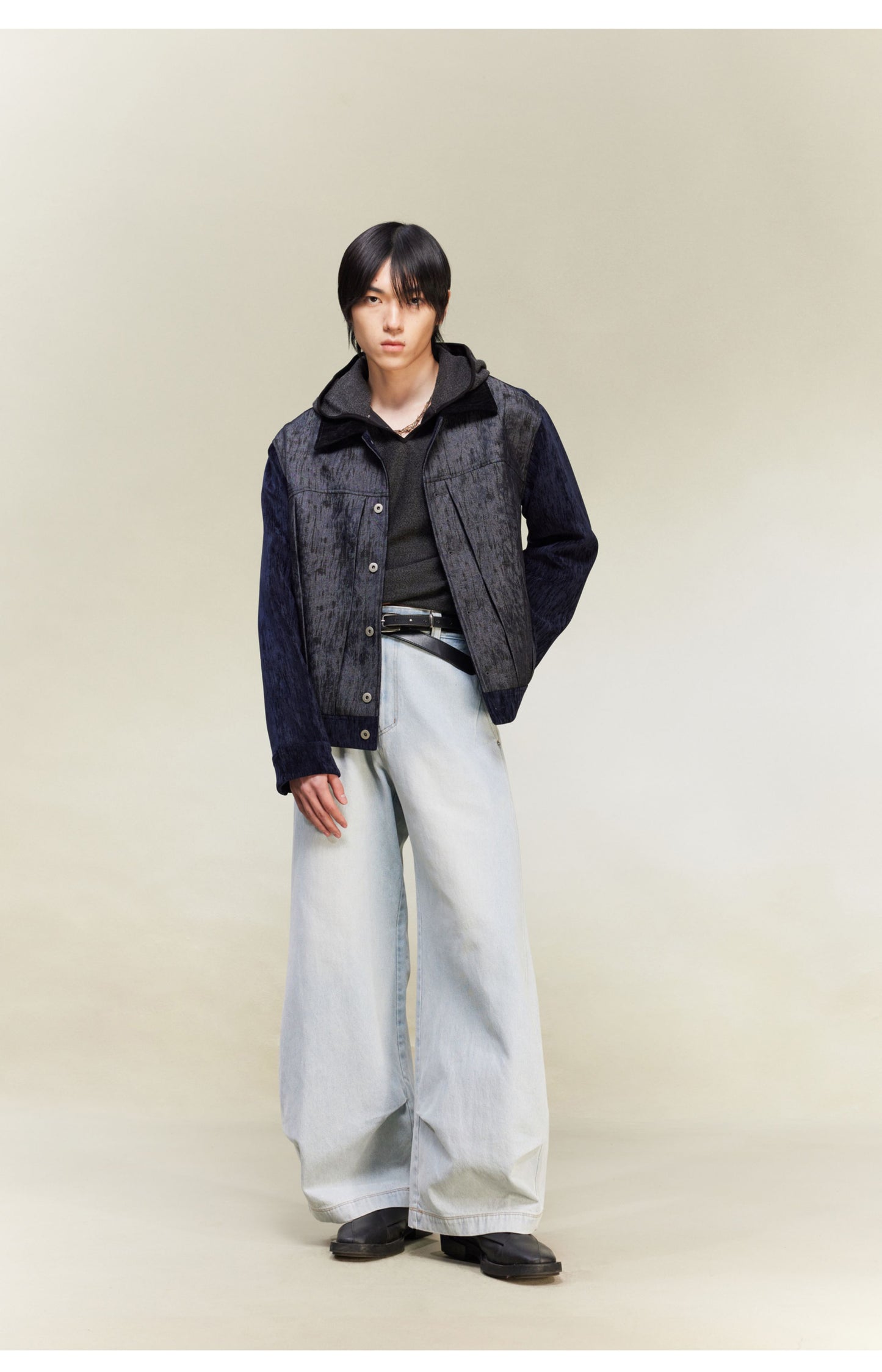 Multicolor Scimitar Pleated Denim Pants