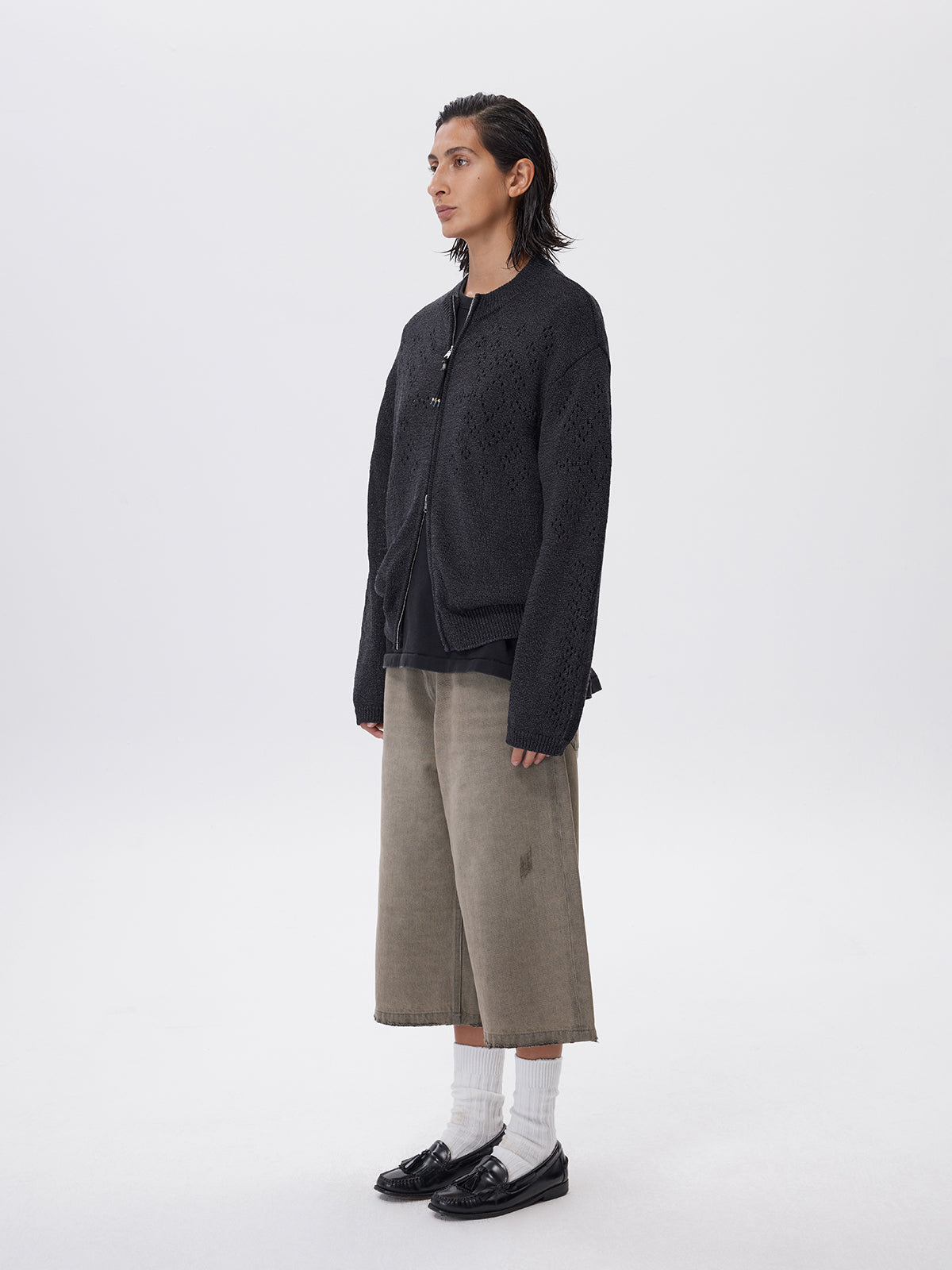 Beaded Zipper Cardigan