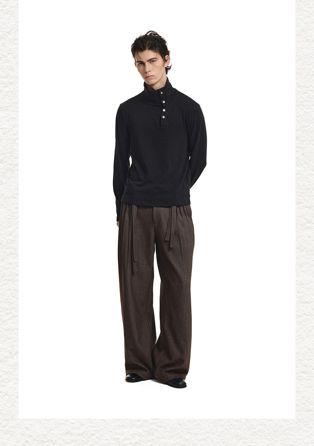 Henry Diagonal Collar  Stretch T-Shirt