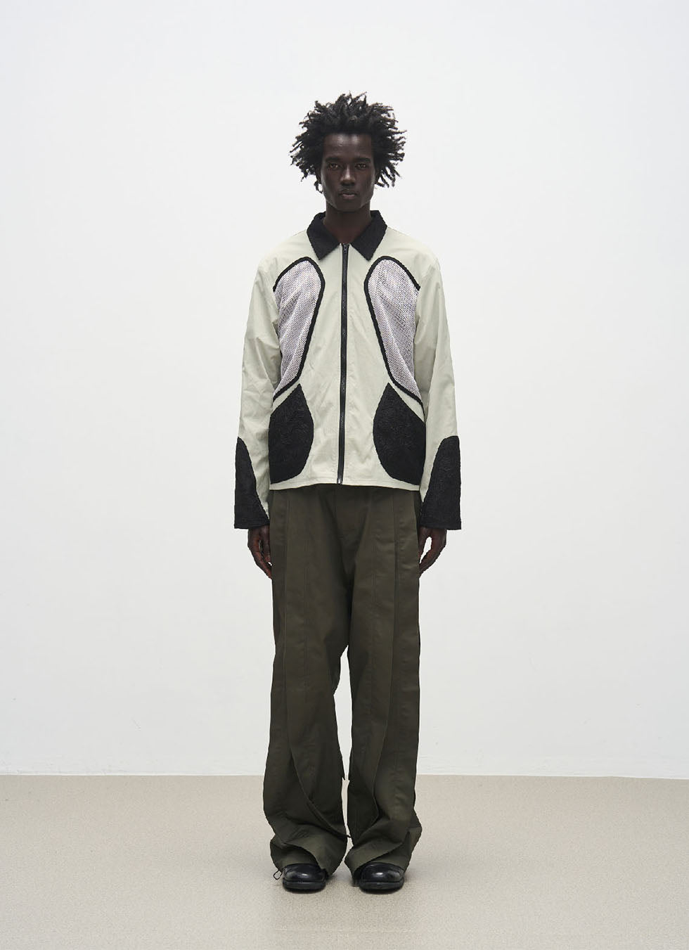 Nylon Mesh Symmetrical Patchwork Jacket