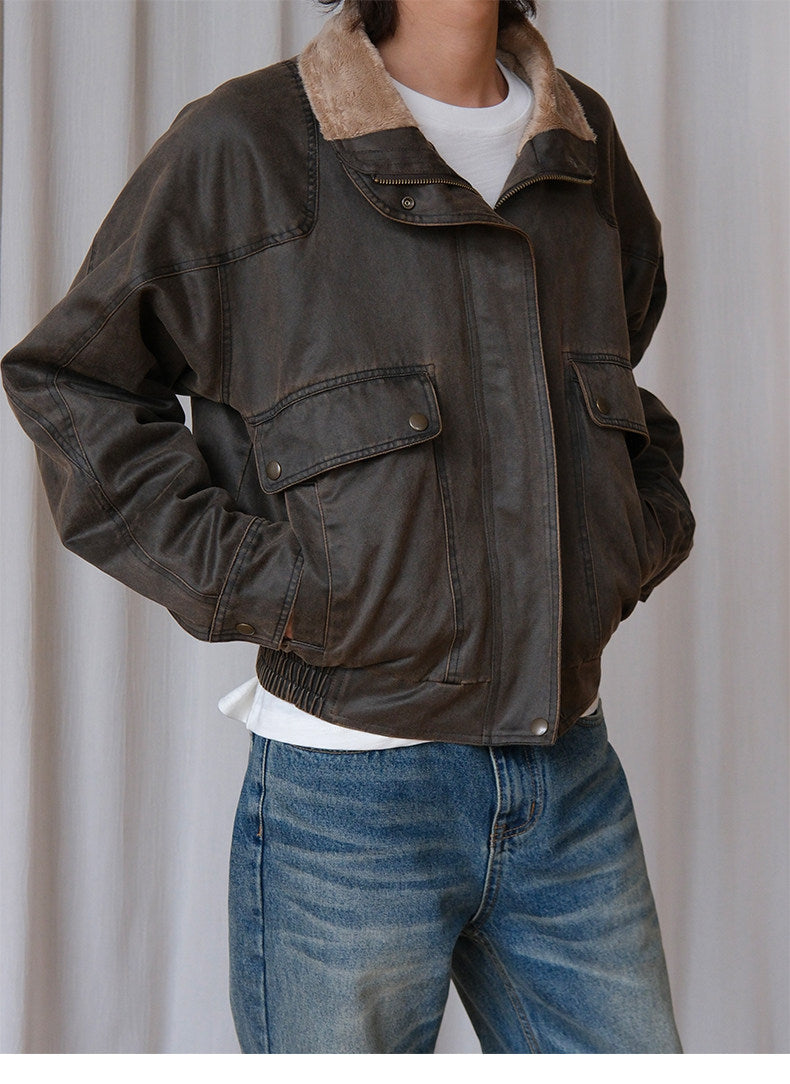 Retro-washed bomber jacket