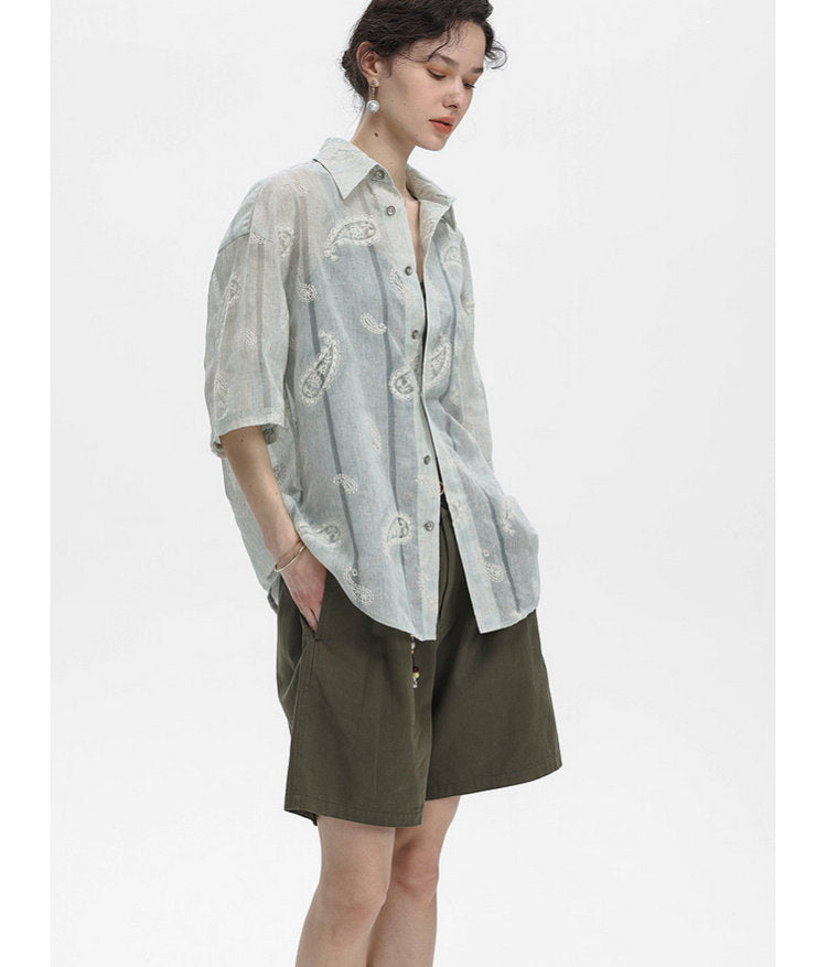 Linen-Blend Sheer Shirt